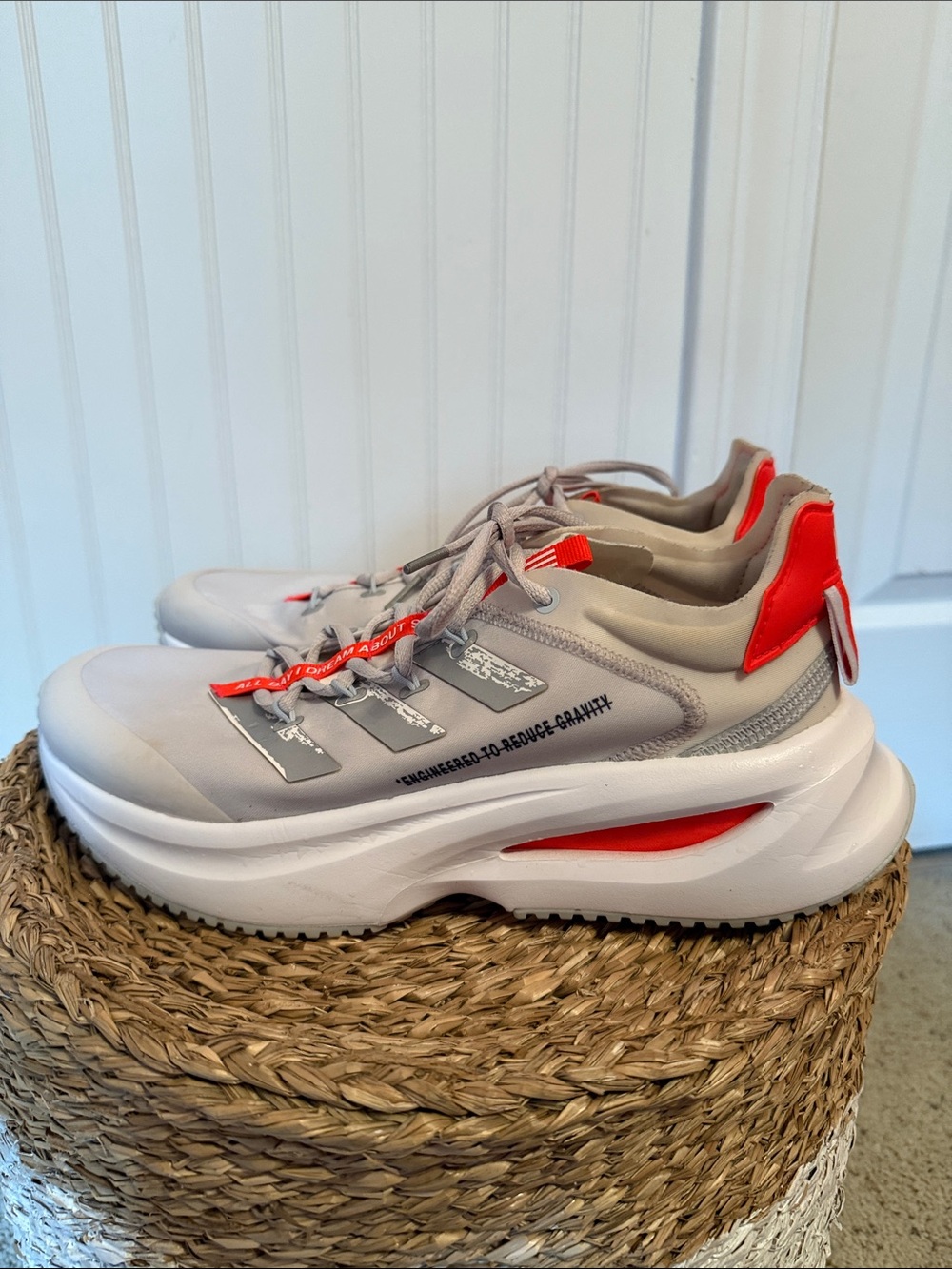 Men’s Adidas Fluid Flash White Solar Red/Gray Running Shoes